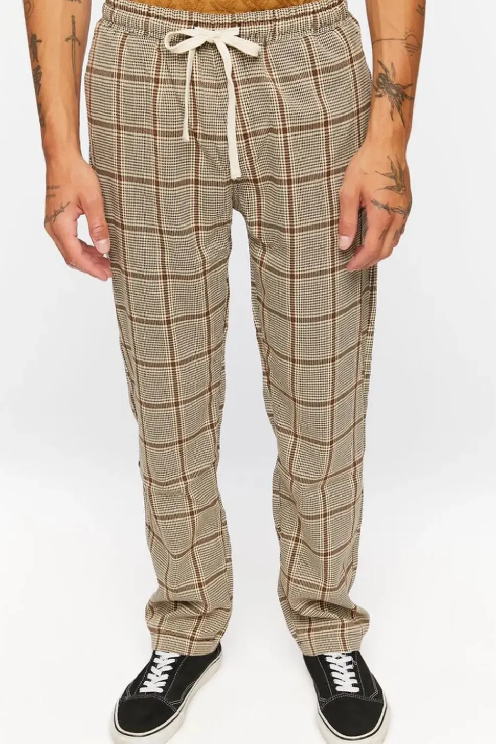 Plaid Drawstring Trousers