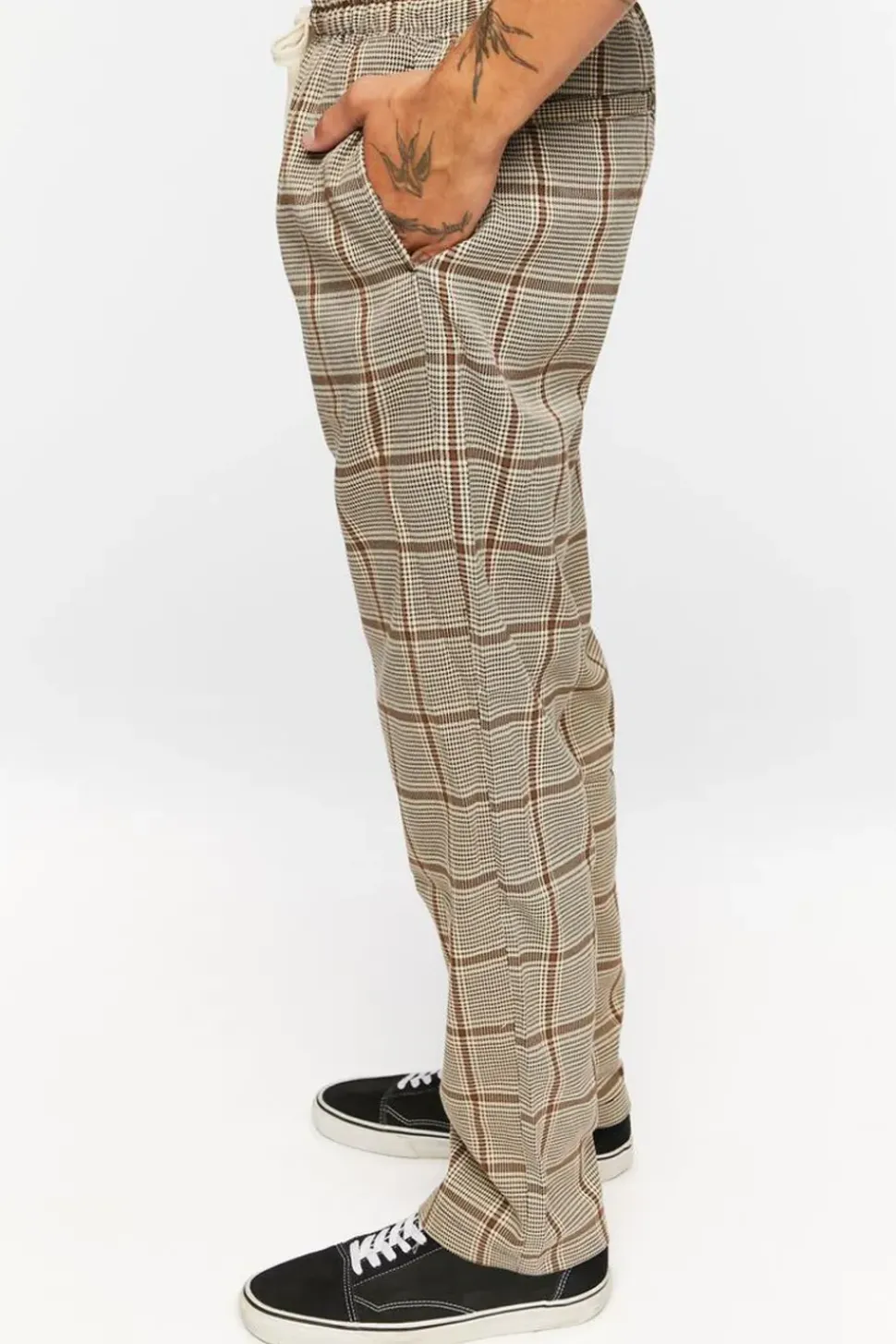 Plaid Drawstring Trousers