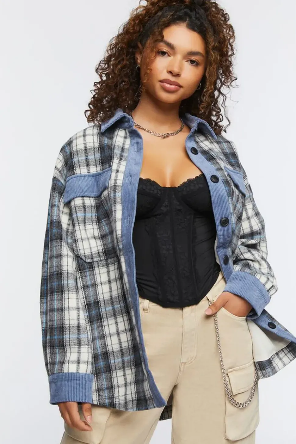 Plaid Drop-Sleeve Shacket