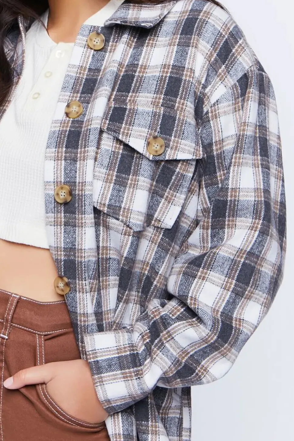 Plaid Drop-Sleeve Shacket