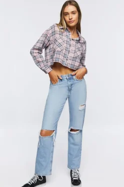 Plaid Flannel Cropped Shirt