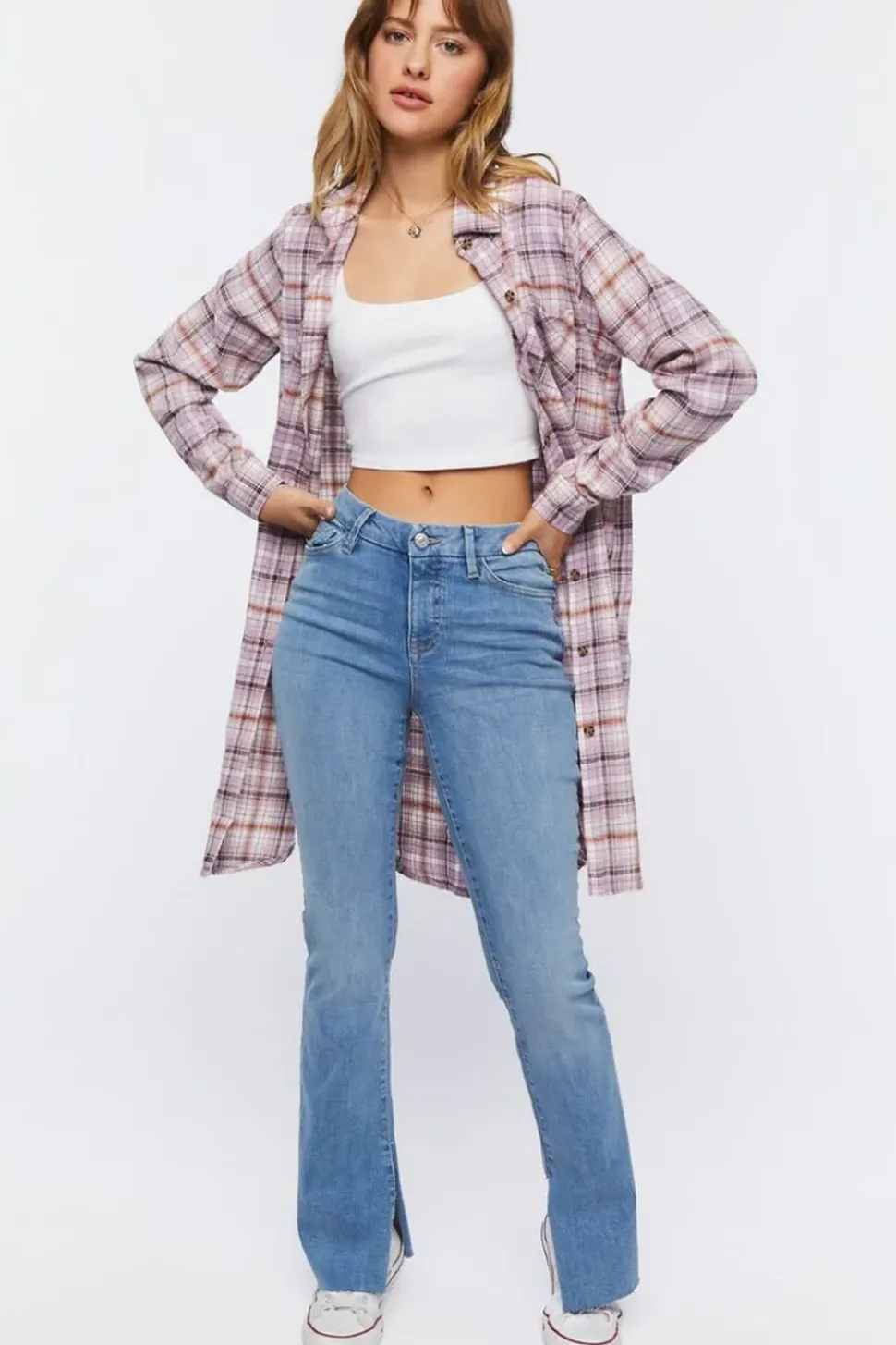 Plaid Flannel Longline Shirt