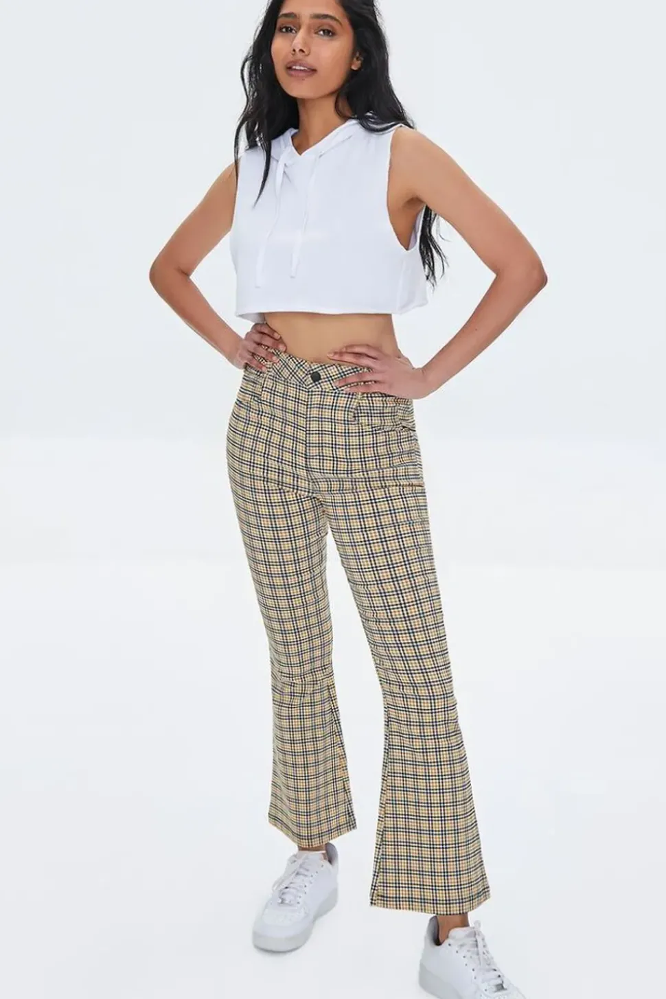 Plaid Flare Ankle Pants