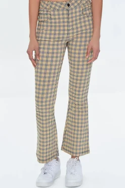 Plaid Flare Ankle Pants