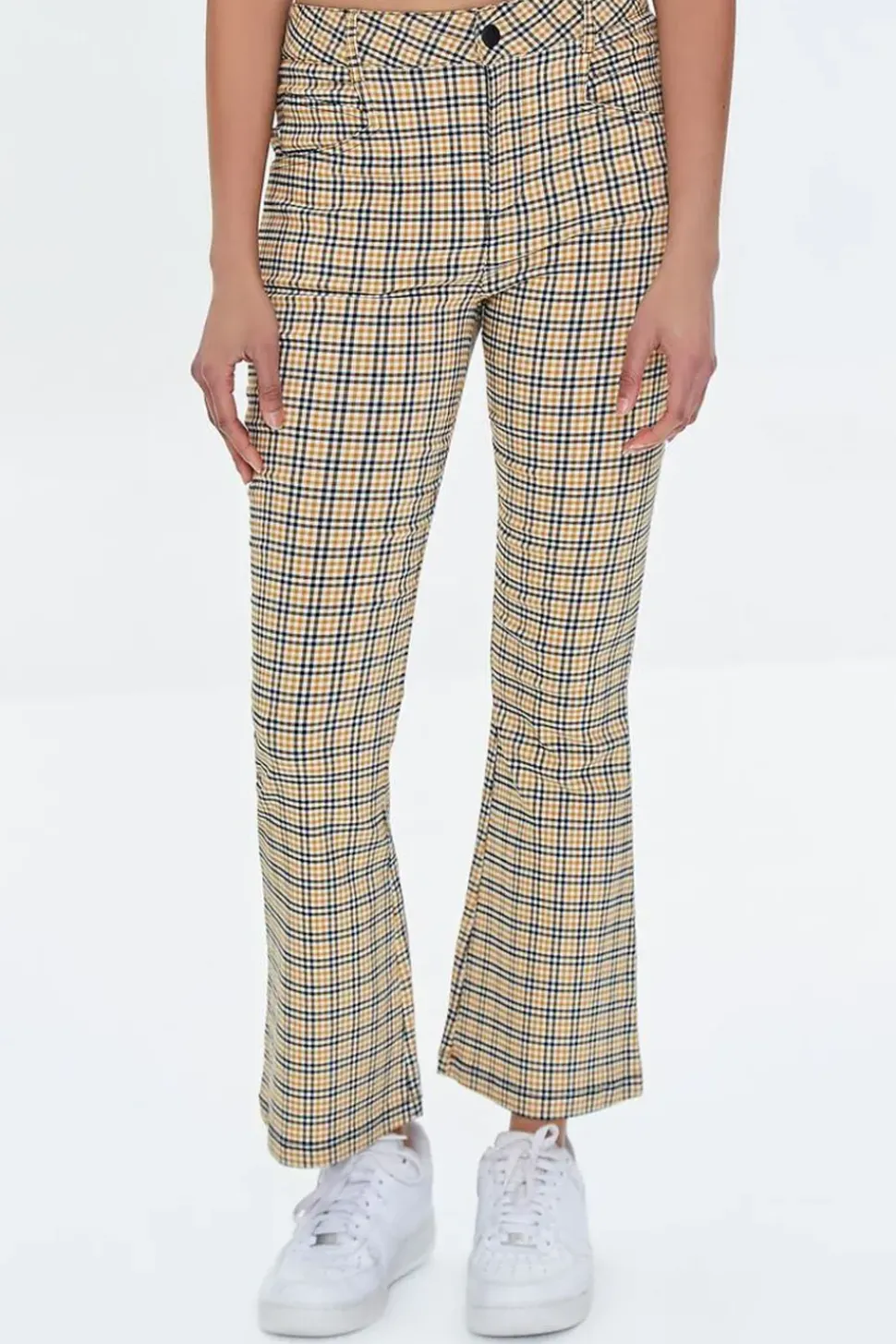Plaid Flare Ankle Pants