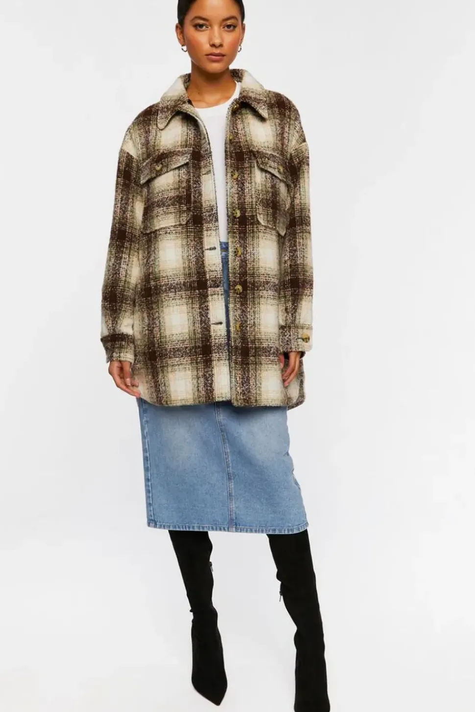 Plaid High-Low Shacket