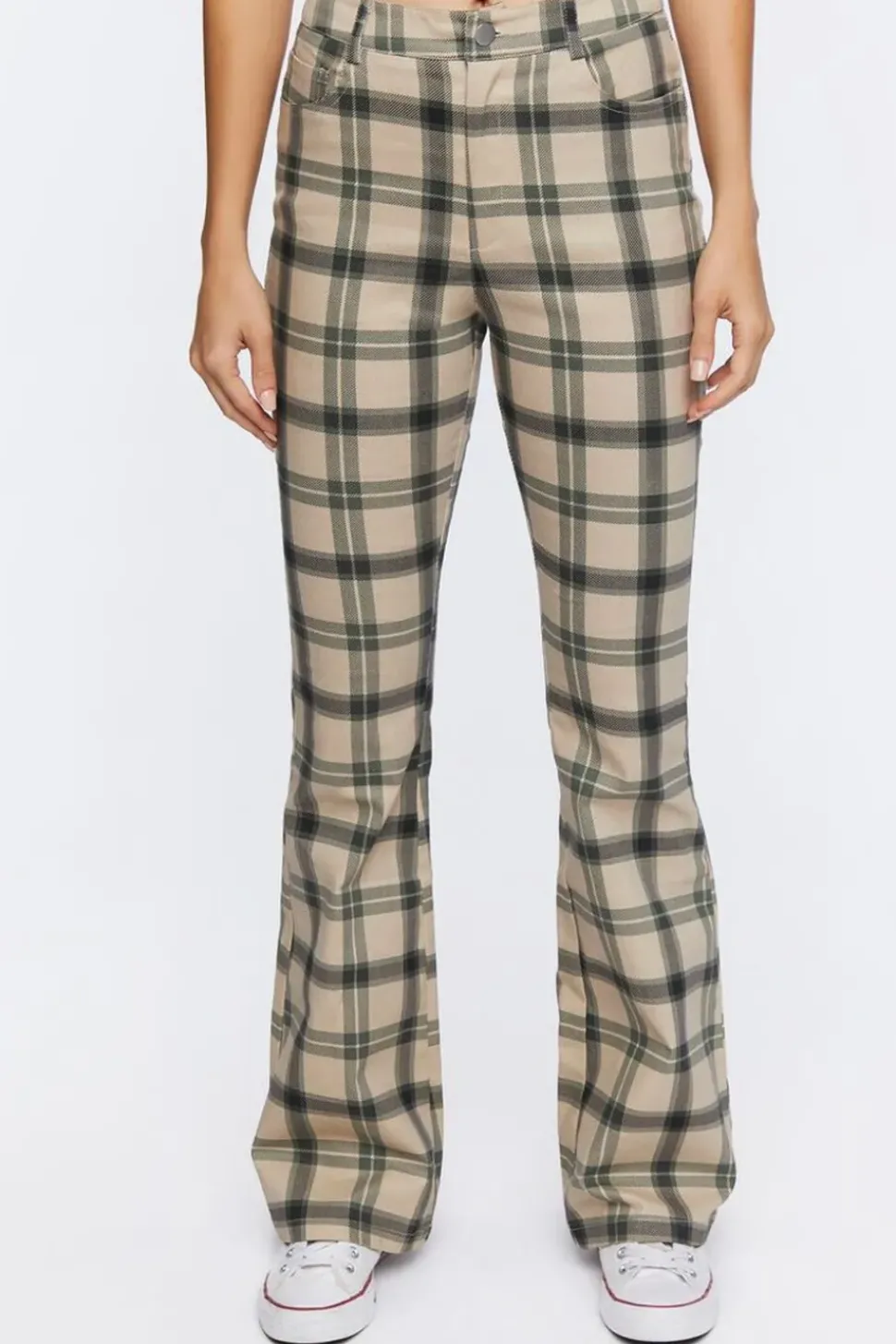 Plaid High-Rise Flare Pants
