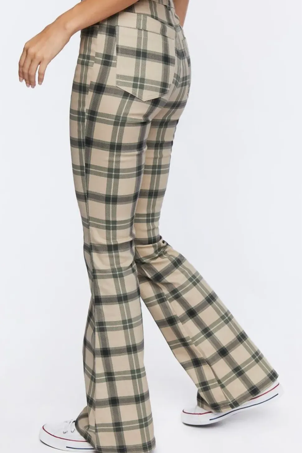 Plaid High-Rise Flare Pants