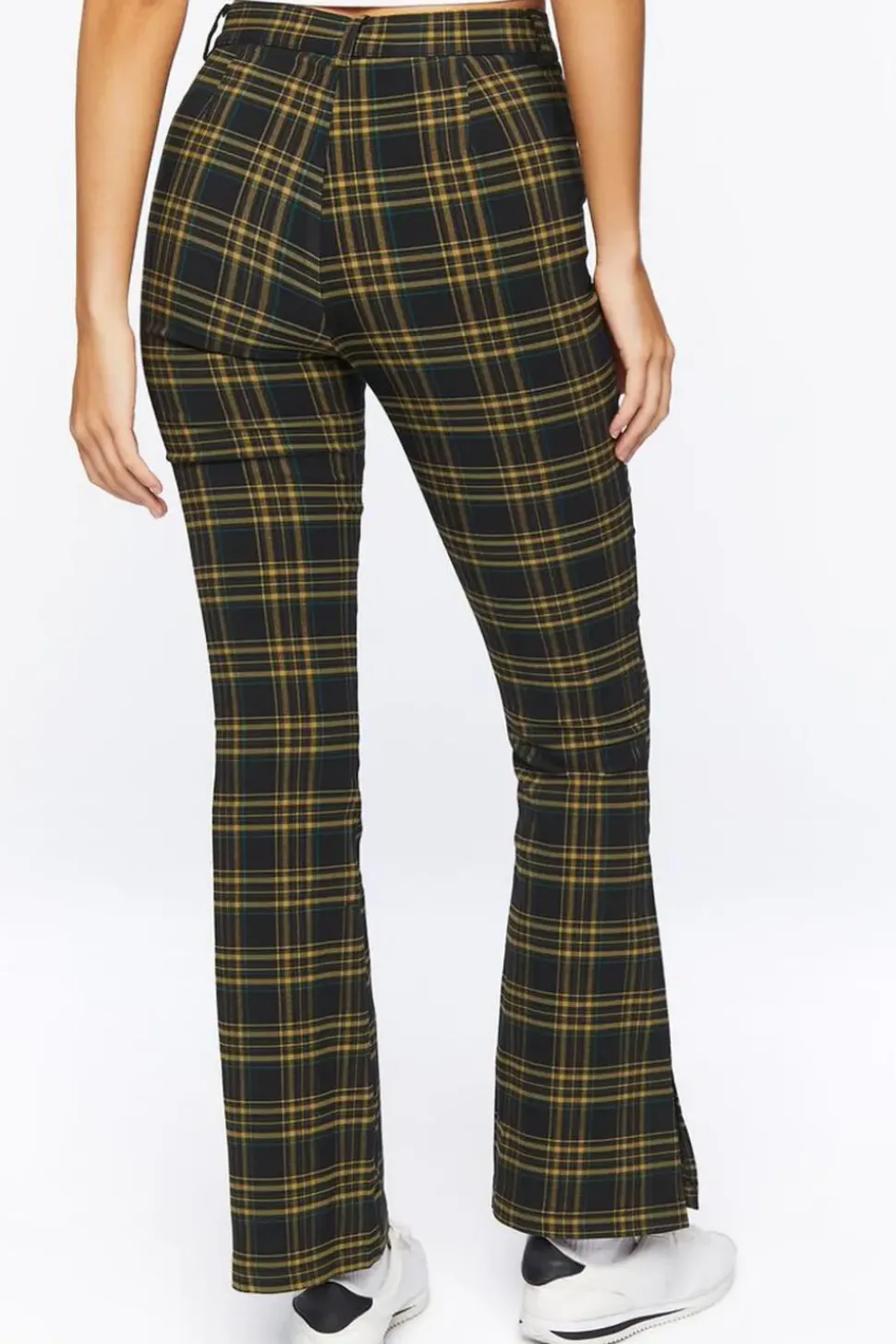 Plaid High-Rise Flare Pants