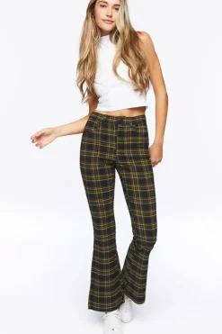 Plaid High-Rise Flare Pants