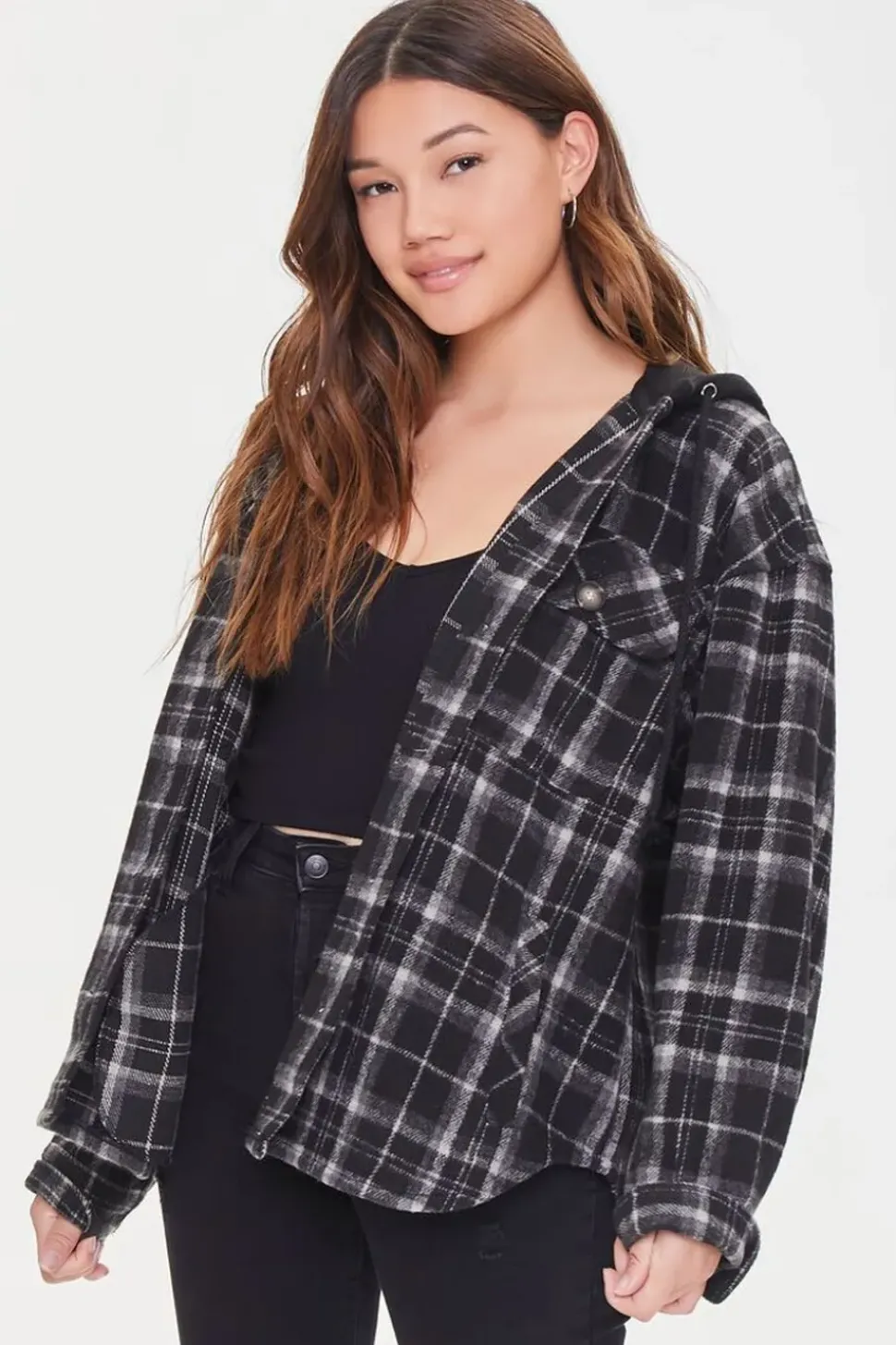 Plaid Hooded Shacket