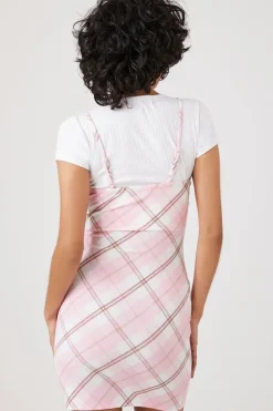 Plaid Lace-Trim Combo Mini Dress