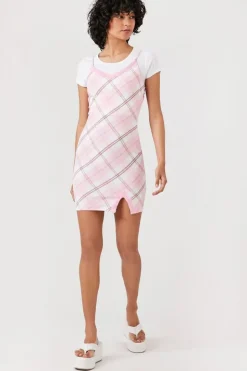 Plaid Lace-Trim Combo Mini Dress