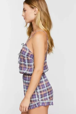 Plaid Lounge Cami Romper