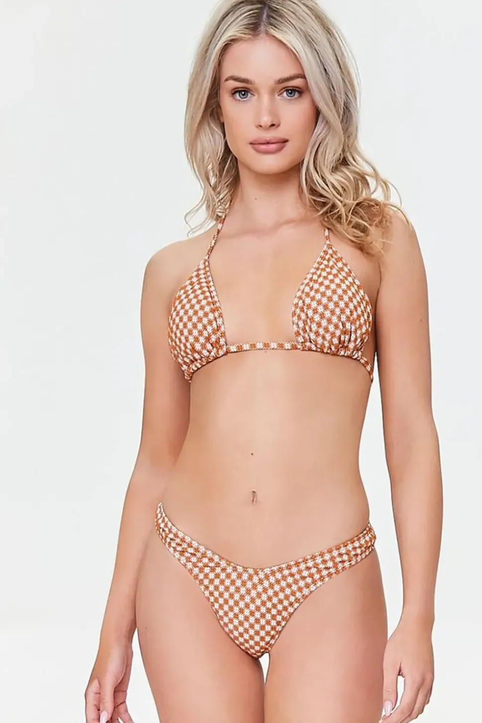 Plaid Low-Rise Bikini Bottoms