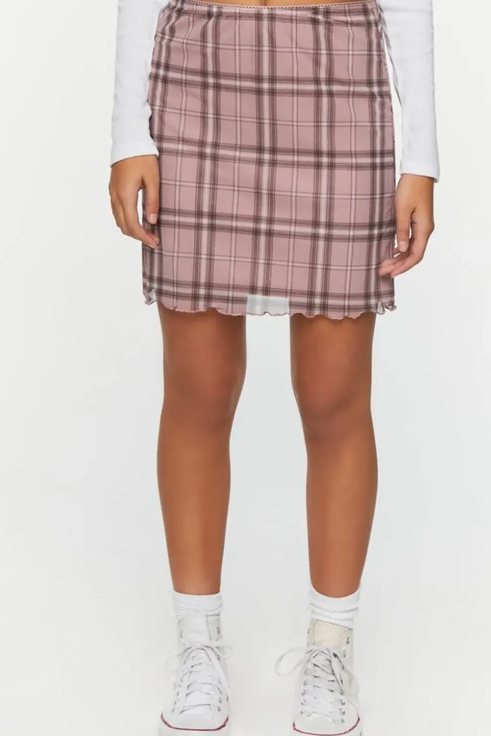 Plaid Mesh Mini Skirt