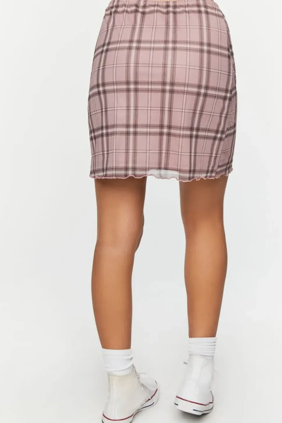 Plaid Mesh Mini Skirt