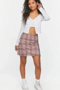 Plaid Mesh Mini Skirt