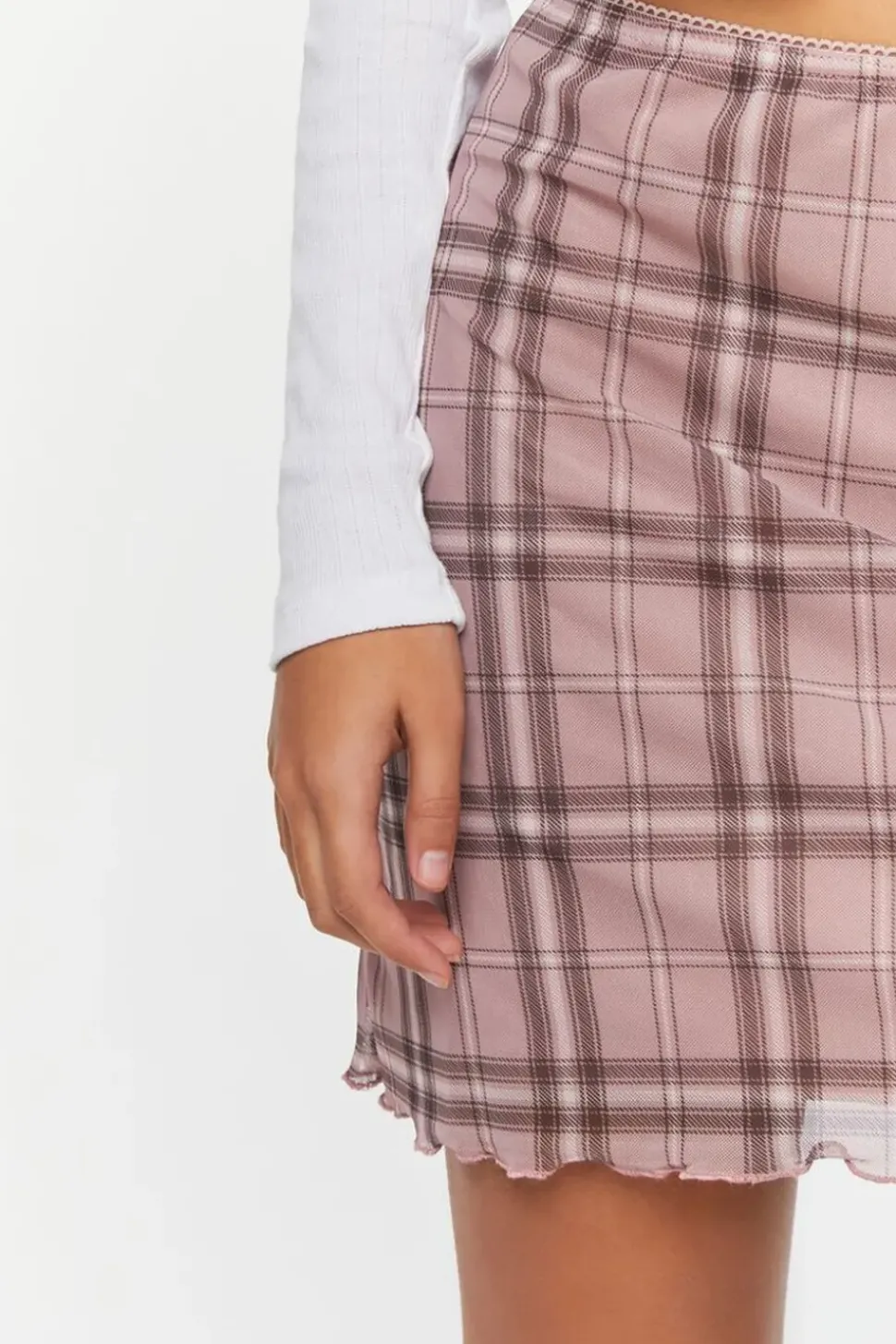 Plaid Mesh Mini Skirt