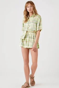 Plaid Satin Shorts