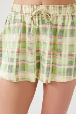 Plaid Satin Shorts