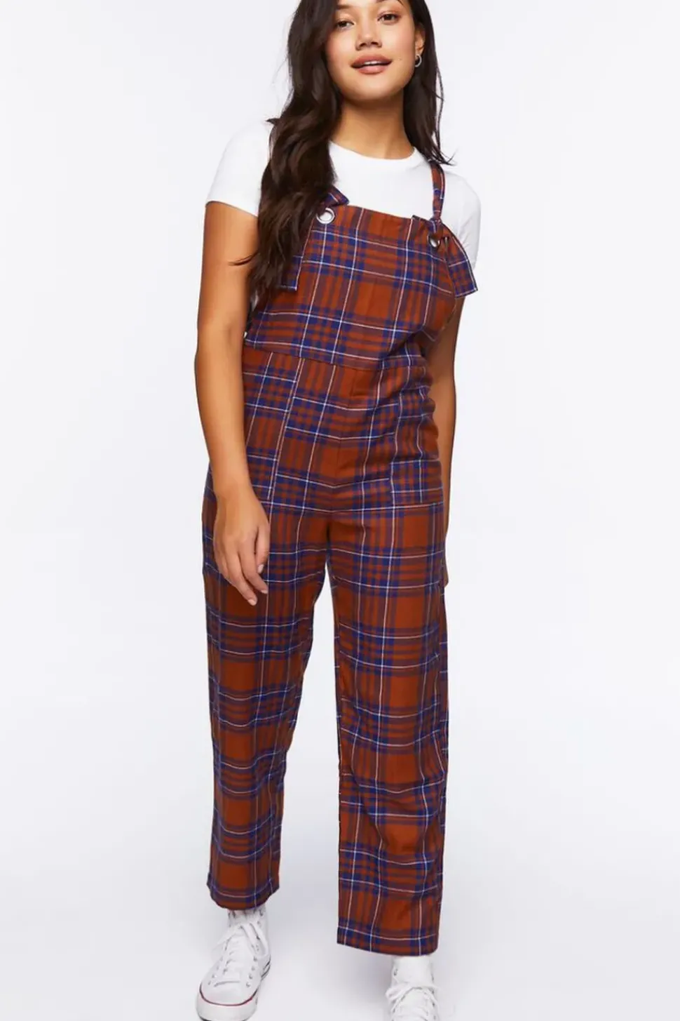 Plaid Straight-Leg Jumpsuit