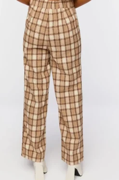 Plaid Straight-Leg Pants