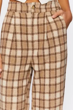 Plaid Straight-Leg Pants