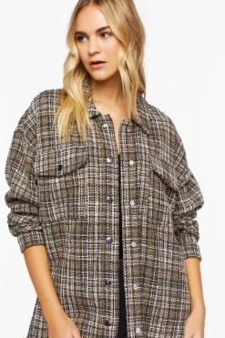 Plaid Tweed Frayed Shacket