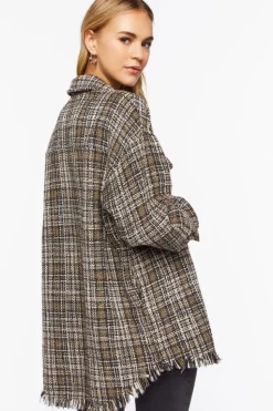 Plaid Tweed Frayed Shacket