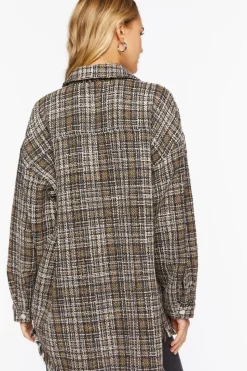 Plaid Tweed Frayed Shacket