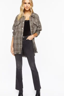 Plaid Tweed Frayed Shacket
