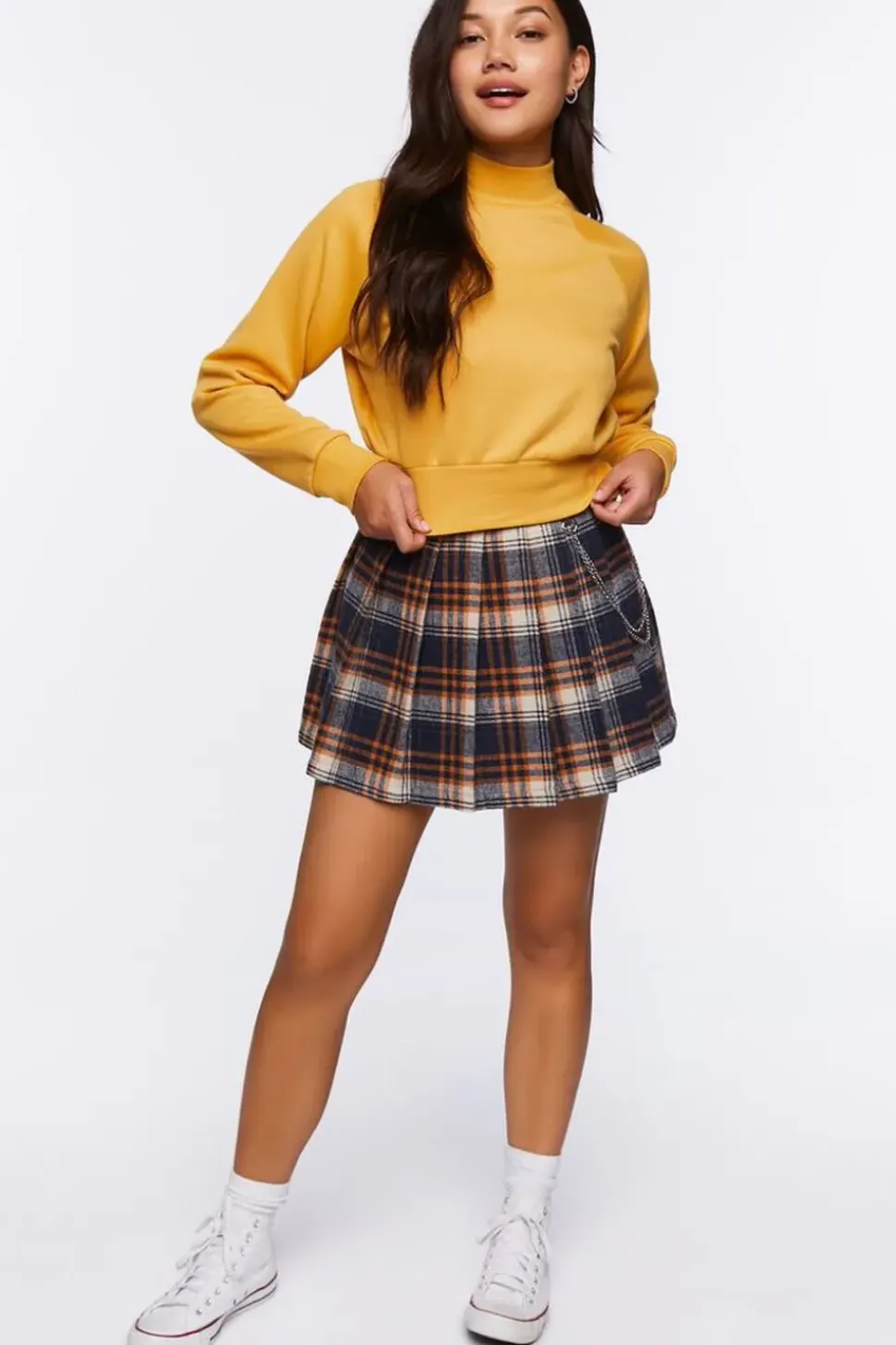 Plaid Wallet Chain Mini Skirt