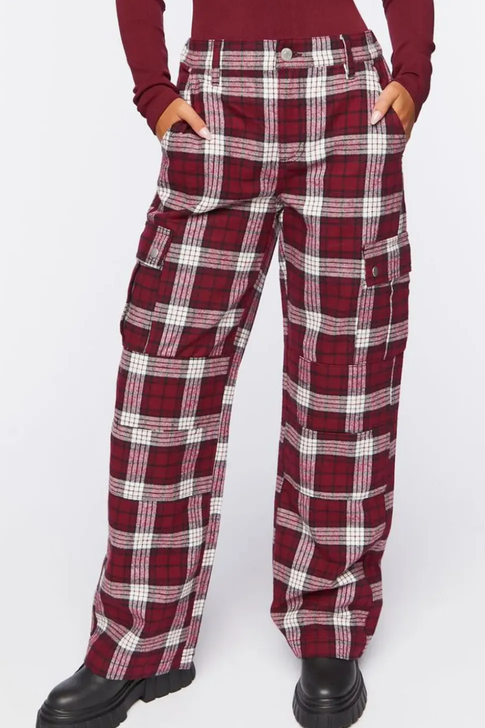 Plaid Wide-Leg Pants