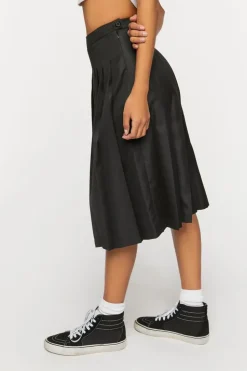 Pleated A-Line Midi Skirt