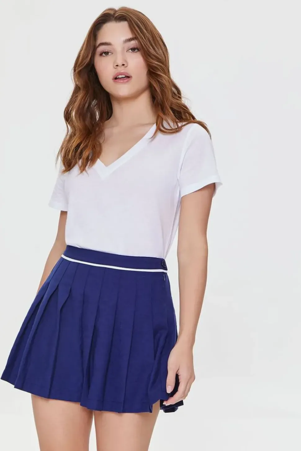 Pleated A-Line Mini Skirt