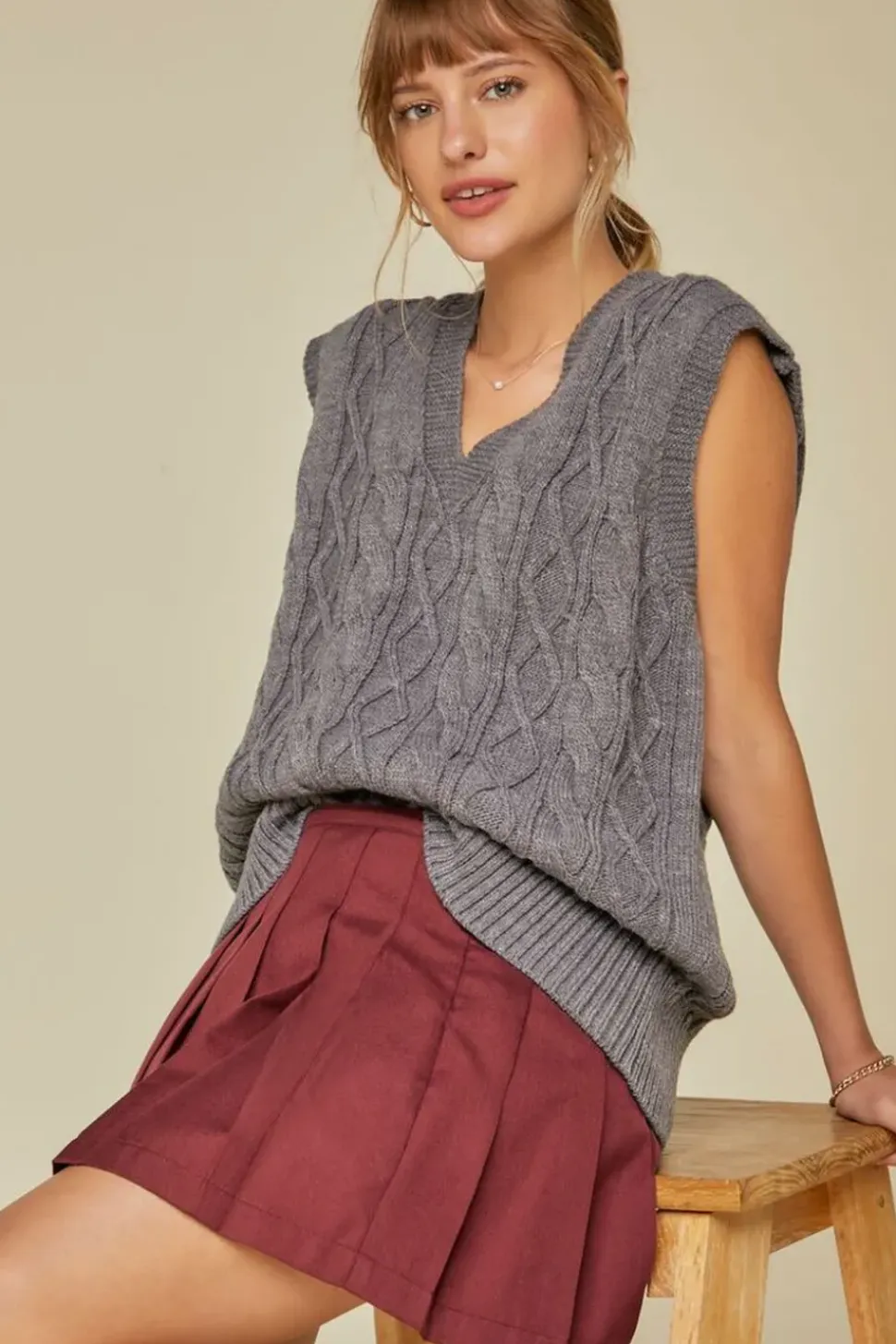 Pleated A-Line Mini Skirt