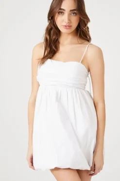 Pleated Bubble-Hem Mini Dress