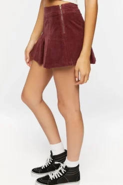 Pleated Corduroy Mini Skirt