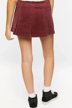 Pleated Corduroy Mini Skirt