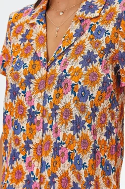 Pleated Floral Print Shirt