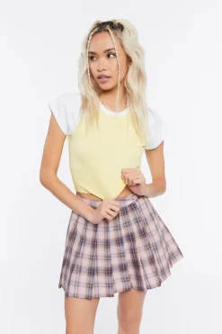 Pleated Plaid Mini Skirt