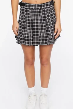 Pleated Plaid Mini Skirt