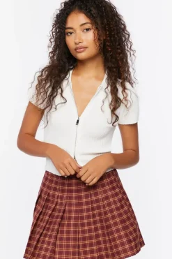 Pleated Plaid Mini Skirt