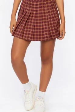 Pleated Plaid Mini Skirt