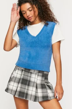 Pleated Plaid Mini Skirt