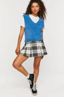 Pleated Plaid Mini Skirt
