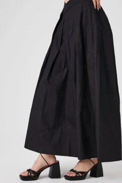 Pleated Poplin Maxi Skirt