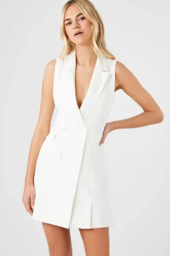 Pleated Sleeveless Blazer Dress