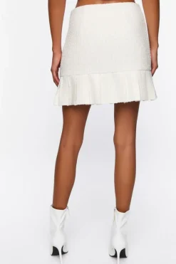 Pleated Tweed Drop-Waist Skirt